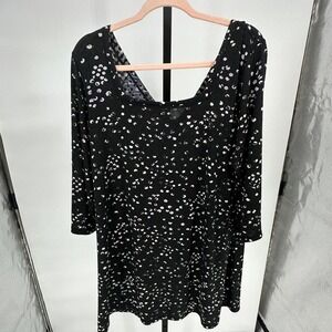 Attitudes by Renée‎ Dress Black White Dots Print 3/4 Sleeve NEW Reversible